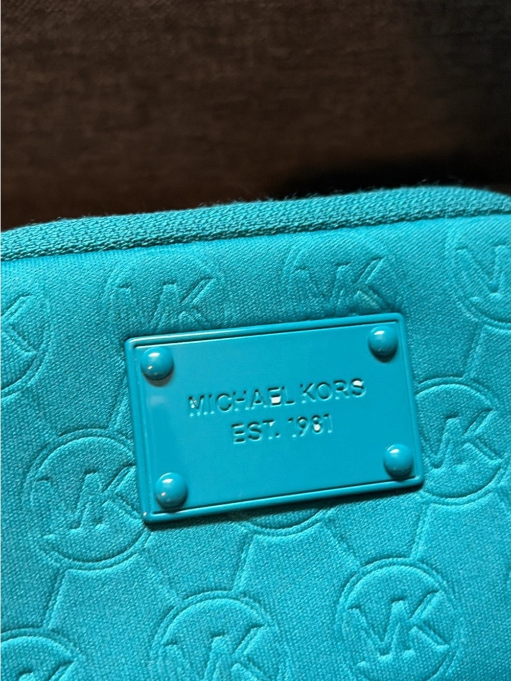 Michael Kors Turquoise Embossed MK Coin Purse - Picture 3 of 9